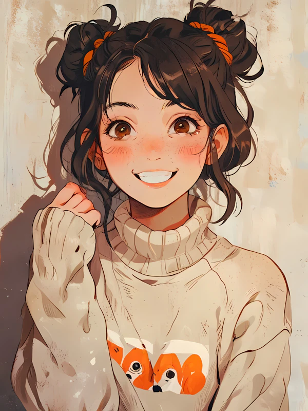Cheerful Young Woman with Dog Sweater