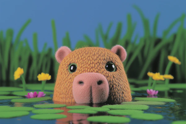 Whimsical Capybara in Water