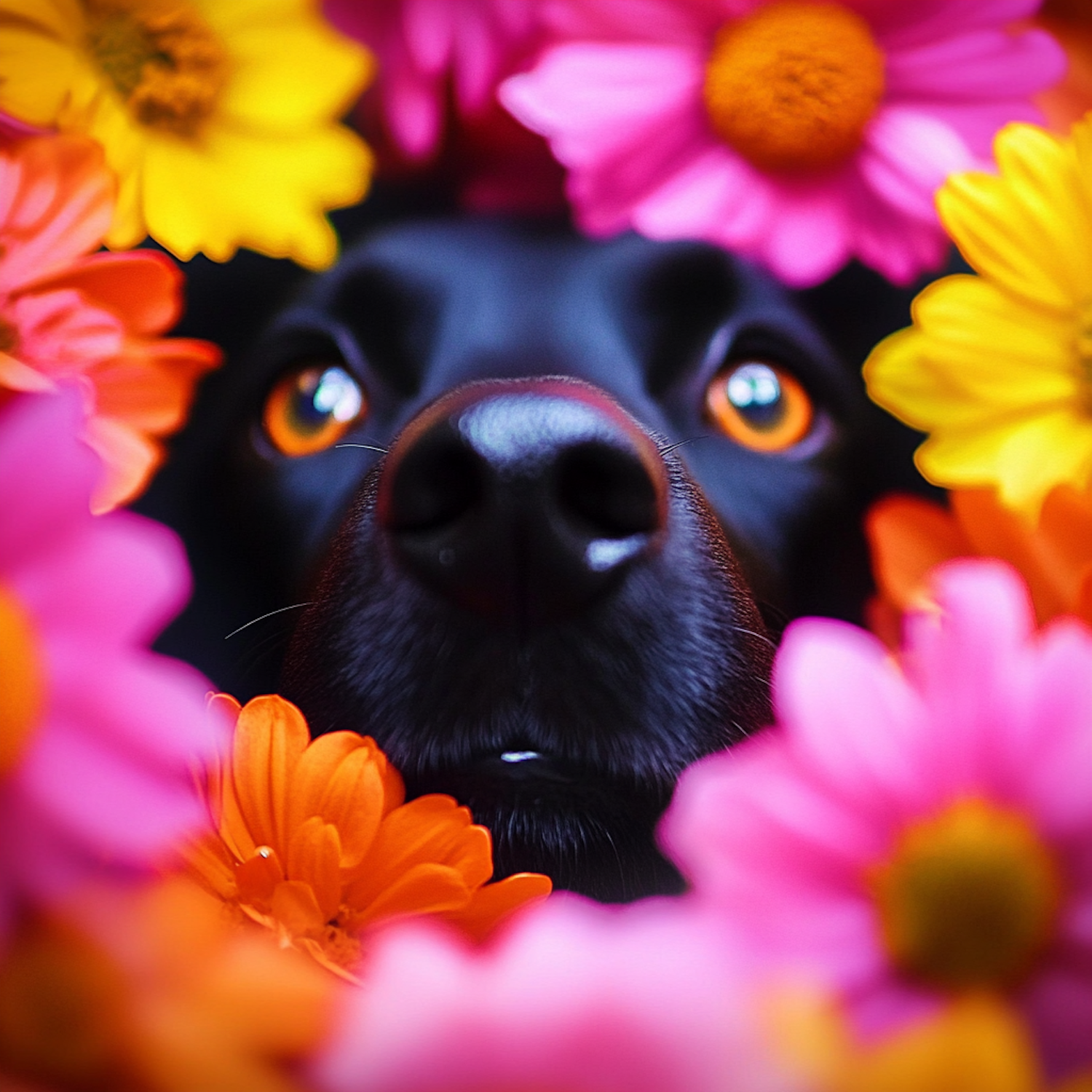 Dog with Flowers