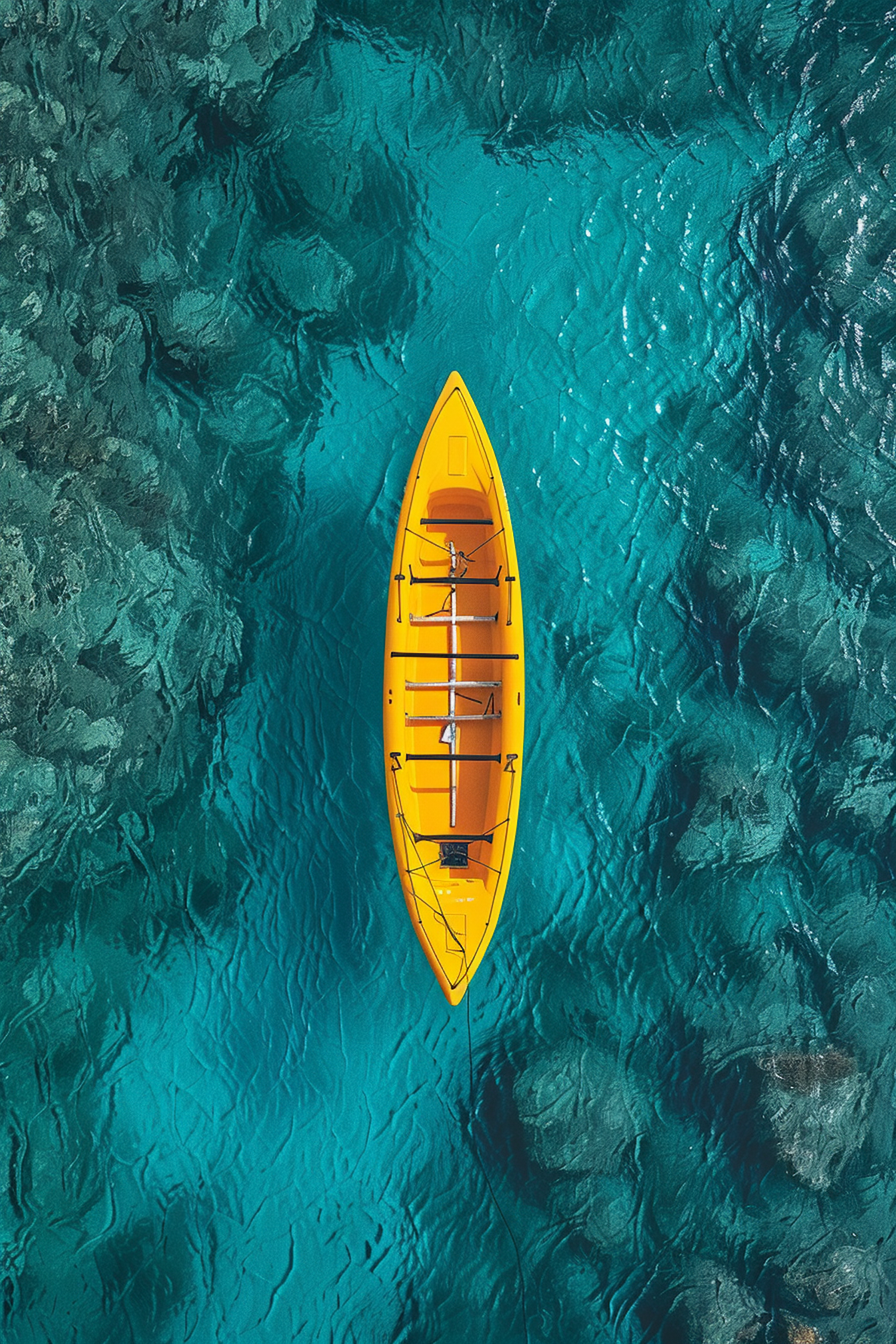 Solitary Yellow Kayak on Turquoise Water