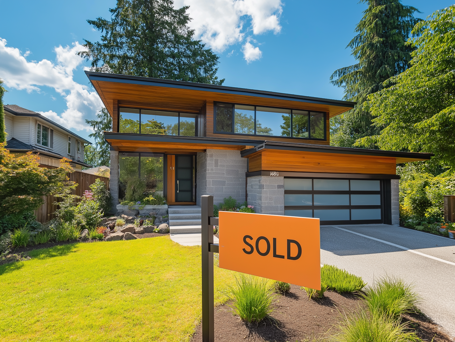 Modern House with Sold Sign