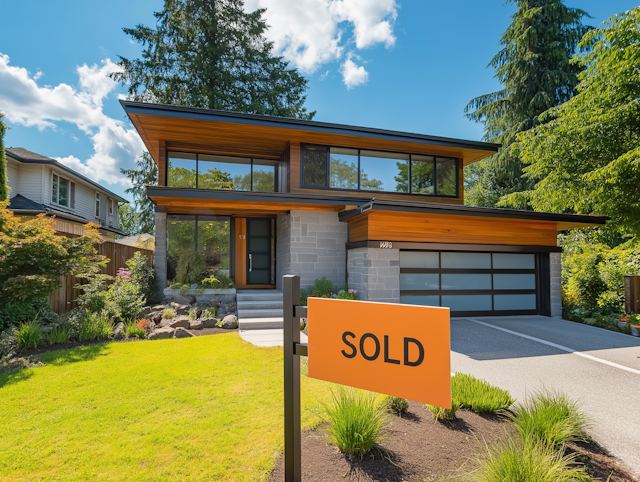 Modern House with Sold Sign