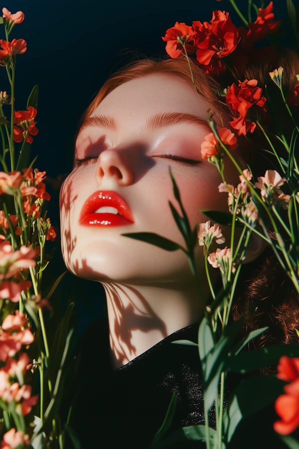 Redhead with Flowers