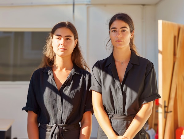 Two Women in Professional Attire with Warm Backlighting