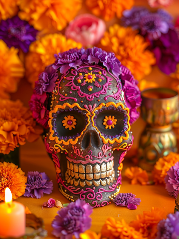 Dia de los Muertos Ornate Skull