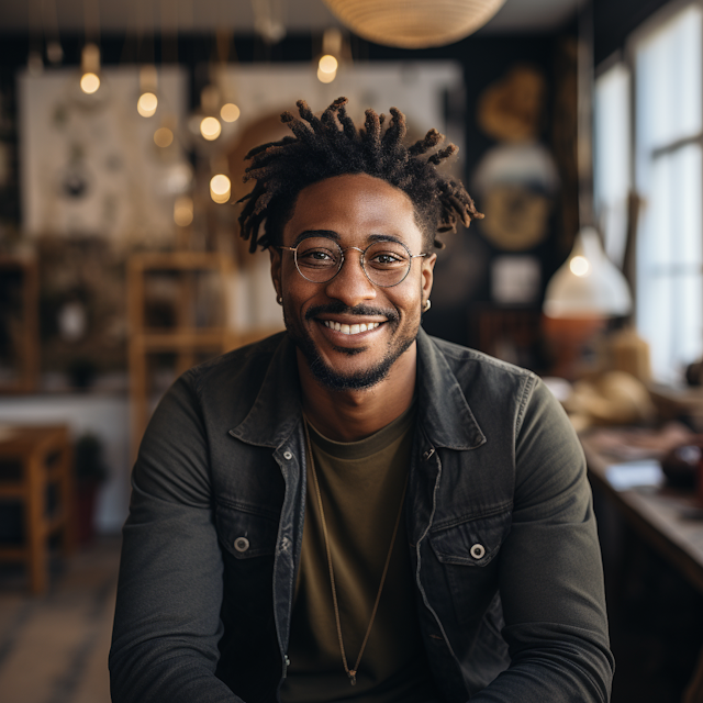 Casual Cool Dreadlocked Man with Glasses