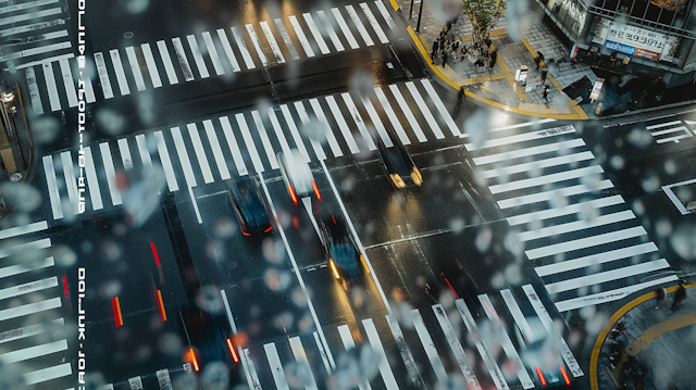 Urban Crosswalk Aerial View