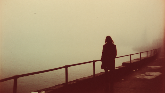 Contemplative Silhouette in Fog