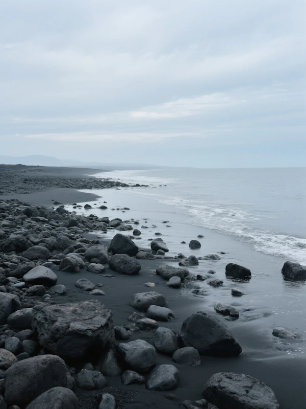 Black Sand Beach Scene