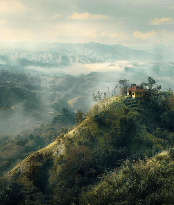 Serene Landscape with Yellow House