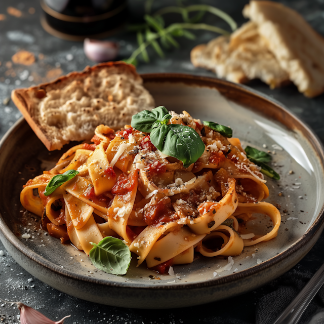 Hearty Plate of Tagliatelle Pasta