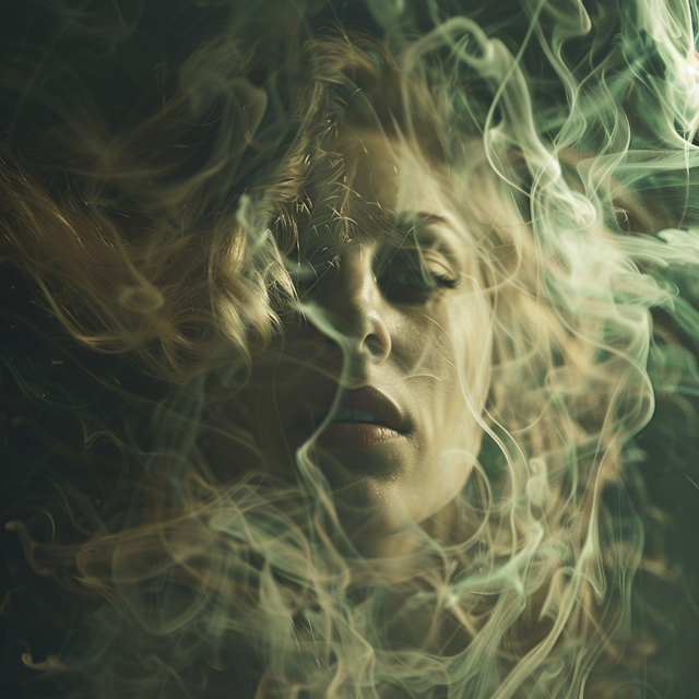 Mystical Portrait of Woman in Smoke