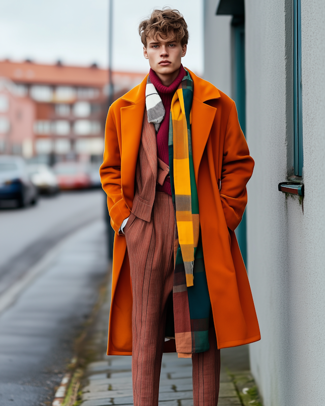 Fashionable Young Man on Sidewalk