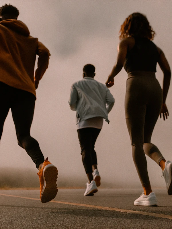 Running Trio on Road