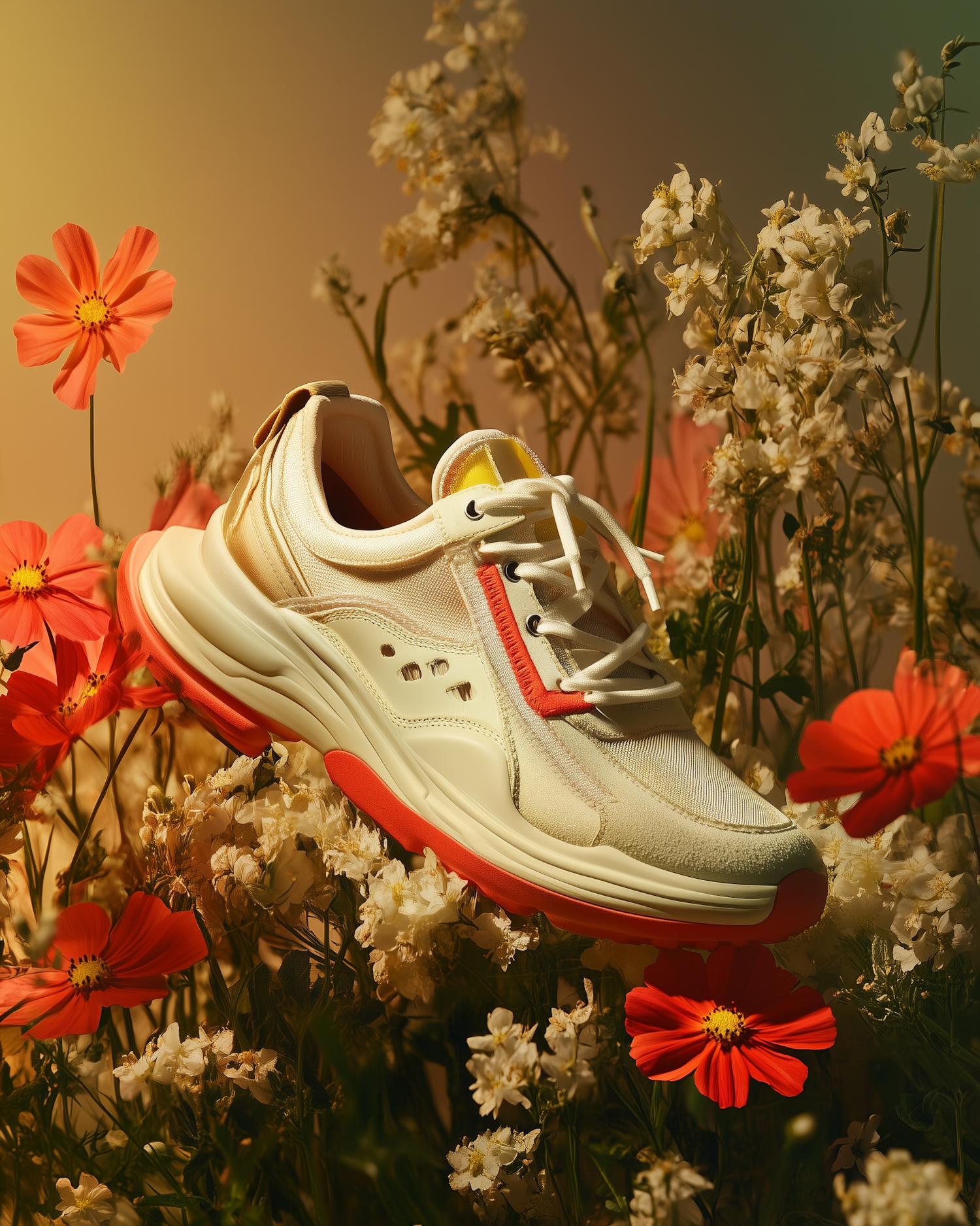 Sneaker Among Flowers