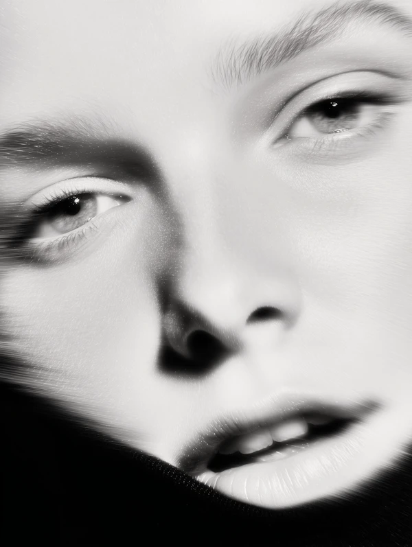 Monochrome Face Close-Up