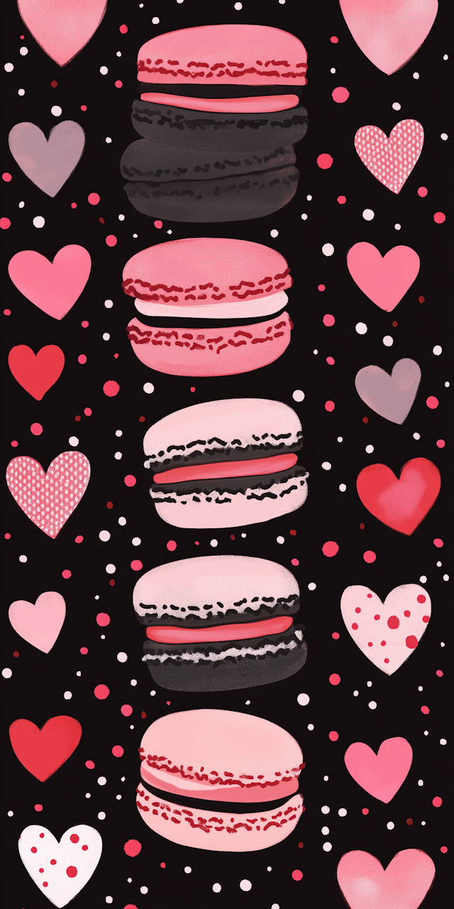 Macarons and Hearts Pattern