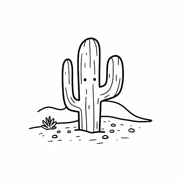 Cartoon Cactus Drawing