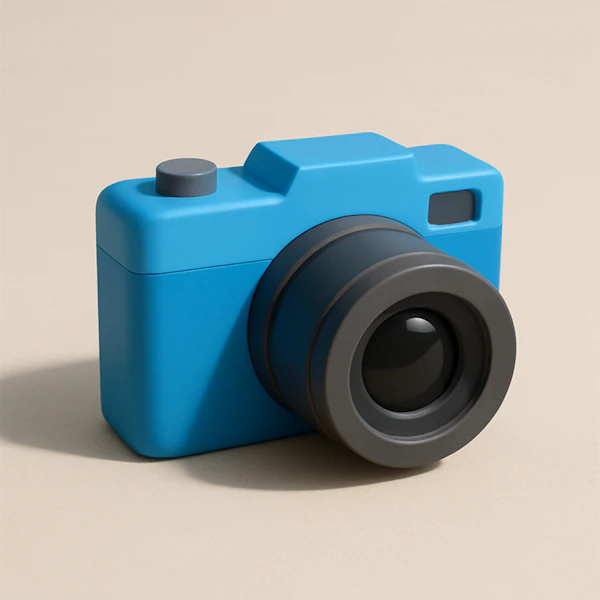 3D Blue Camera Art