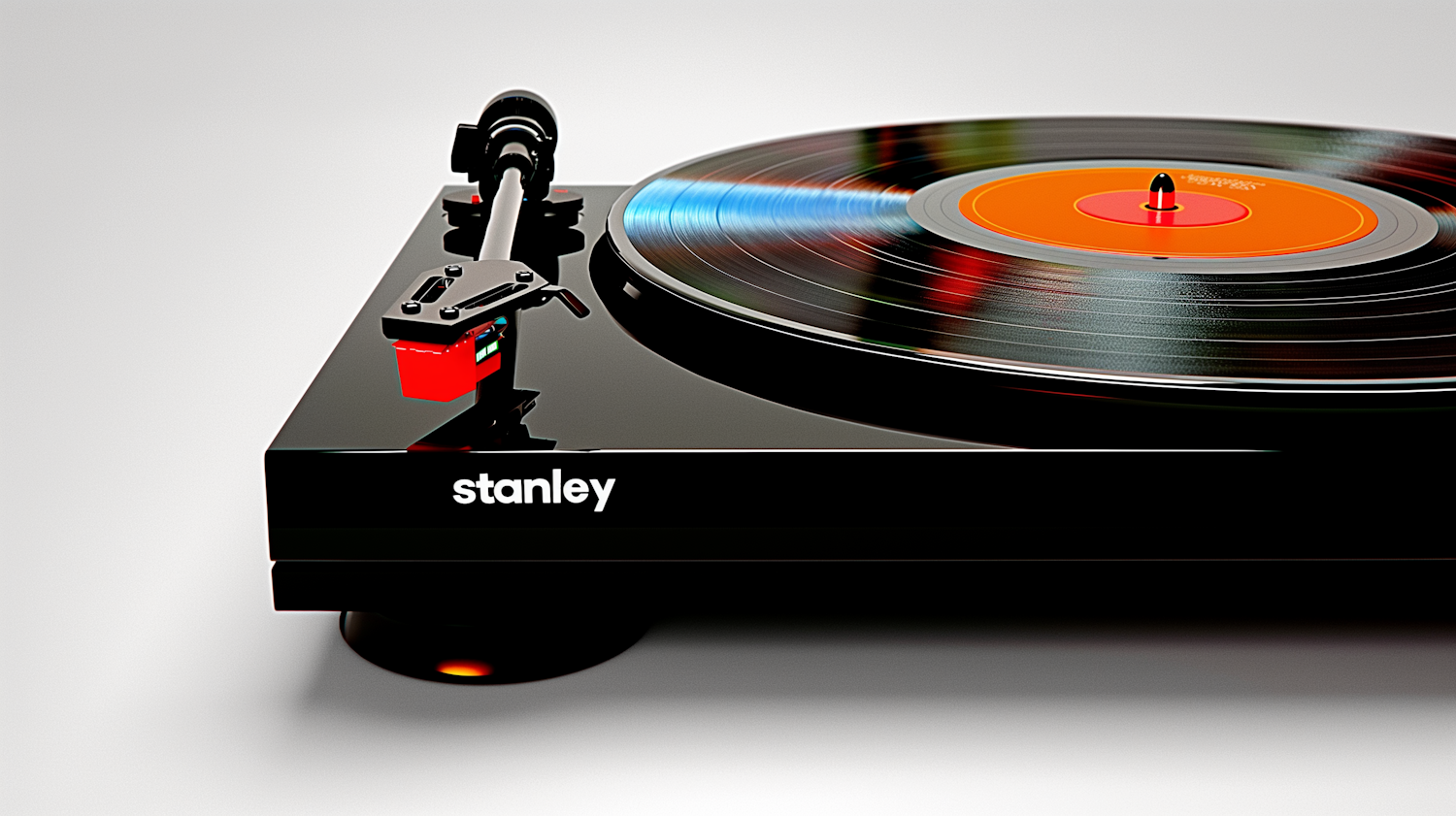 Modern Turntable with Spinning Vinyl Record