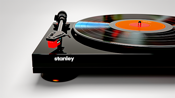 Modern Turntable with Spinning Vinyl Record