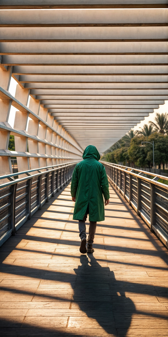 Solitary Walk on Modern Bridge