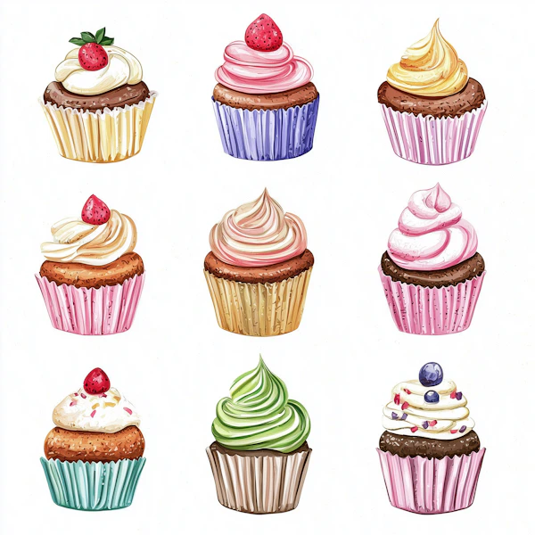 Colorful Cupcake Grid