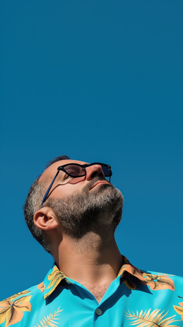 Man with Beard in Tropical Shirt