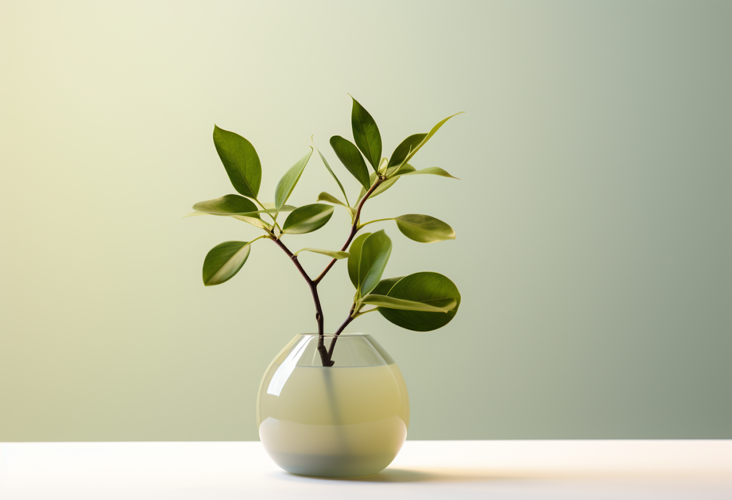 Modern Tranquility: Sleek Vase with Lush Green Plant