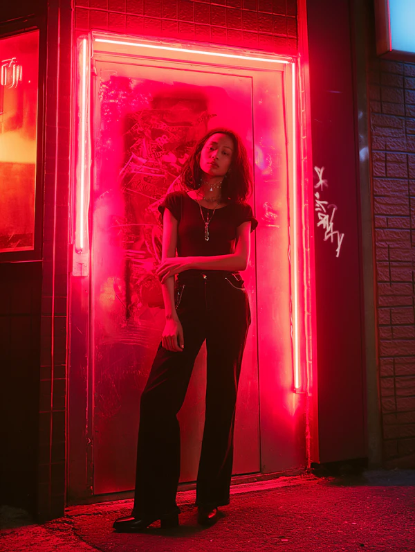 Neon Nightscape: The Urban Contemplation
