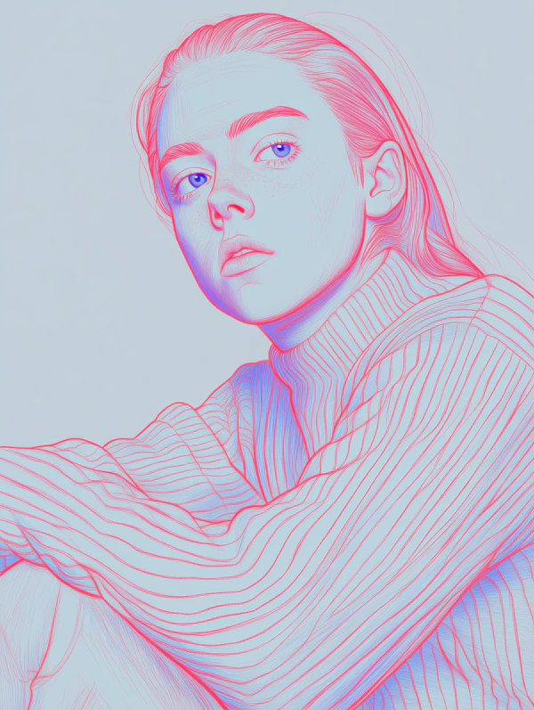 Contemplative Portrait Illustration