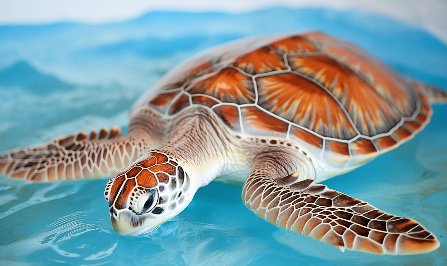 Swimming Sea Turtle Close-Up