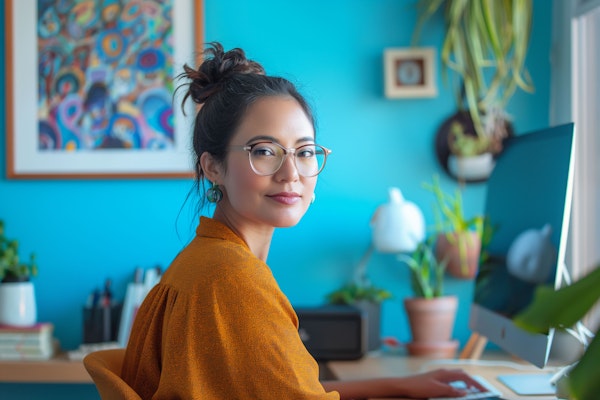 Stylish Woman in Creative Office Space