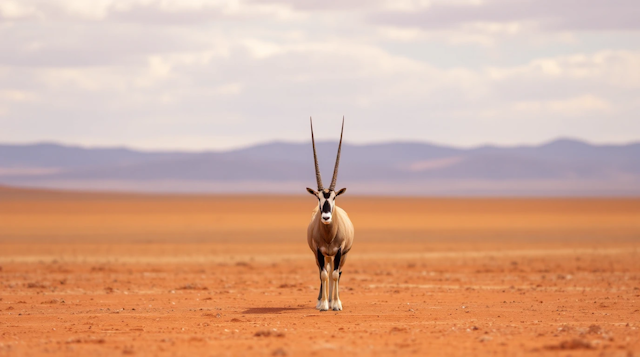 Solitary Oryx in Desert Landscape