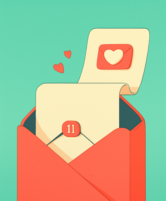 Stylized Red Envelope with Notification