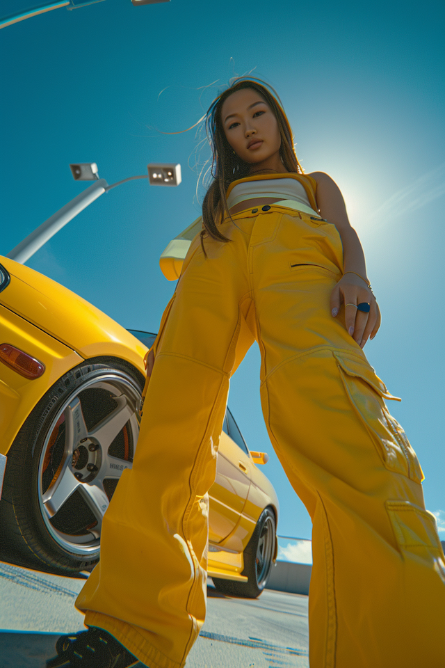 Young Woman with Sports Car