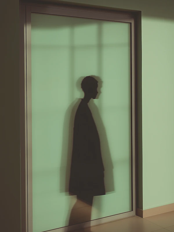 Silhouette Against Frosted Glass