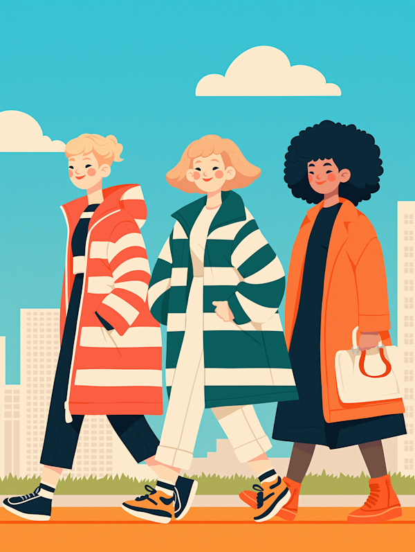 Colorful Striped Coats in the City