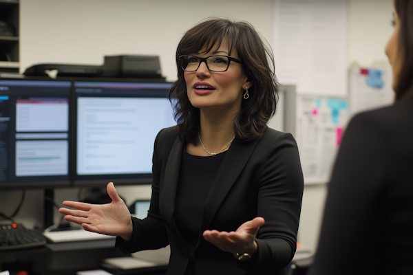 Woman in Office Discussion