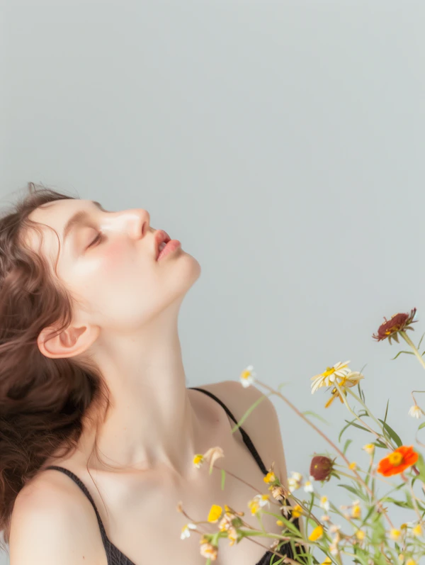 Dreamy Woman with Flowers