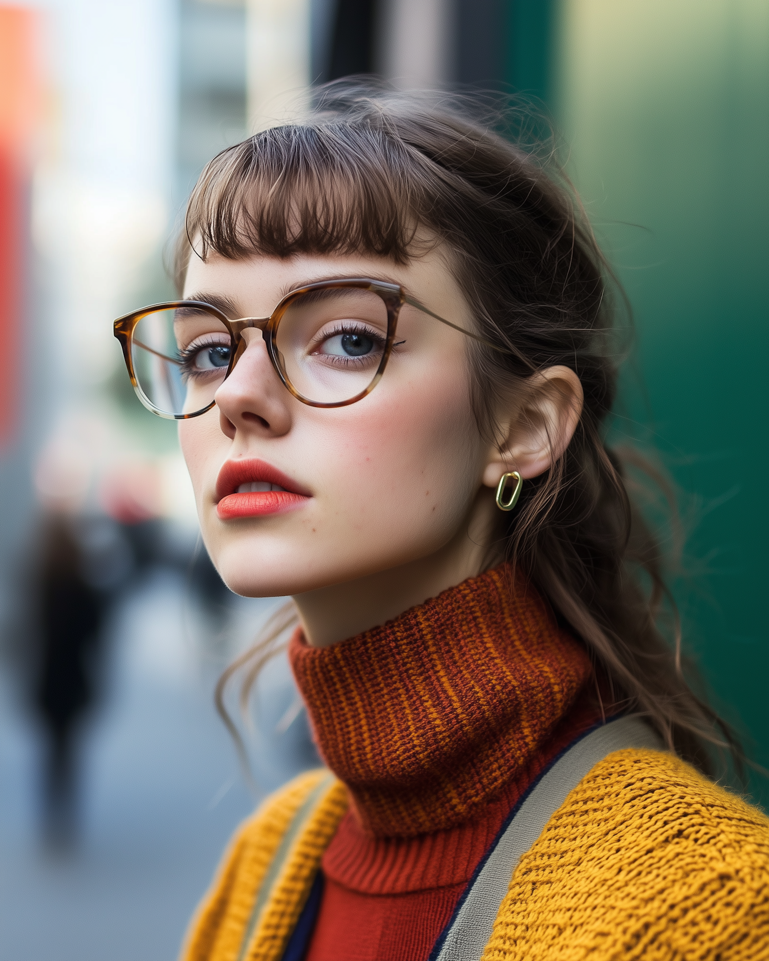 Contemplative Woman in Urban Setting