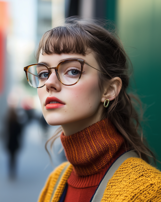 Contemplative Woman in Urban Setting