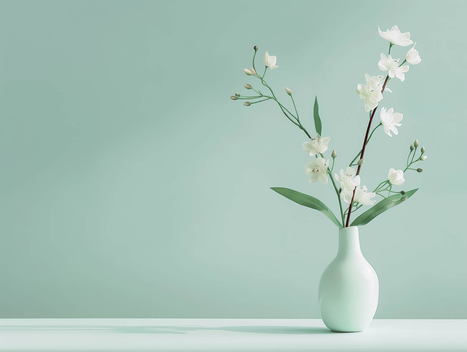 Minimalist White Flowers in Vase