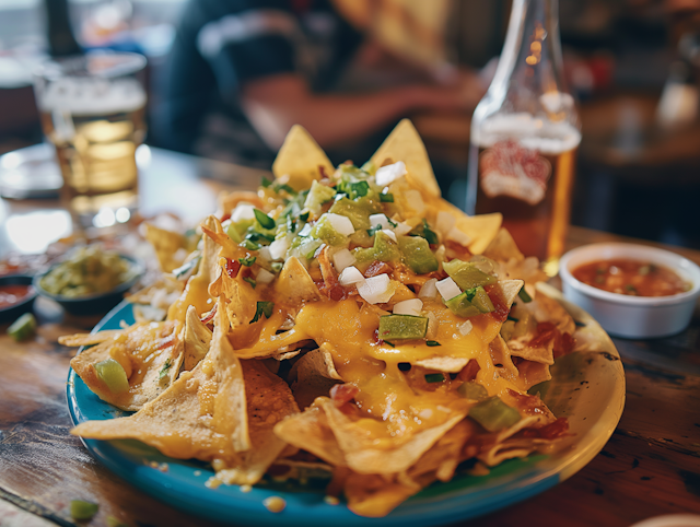 Close-Up Of Colorful Nachos Plate