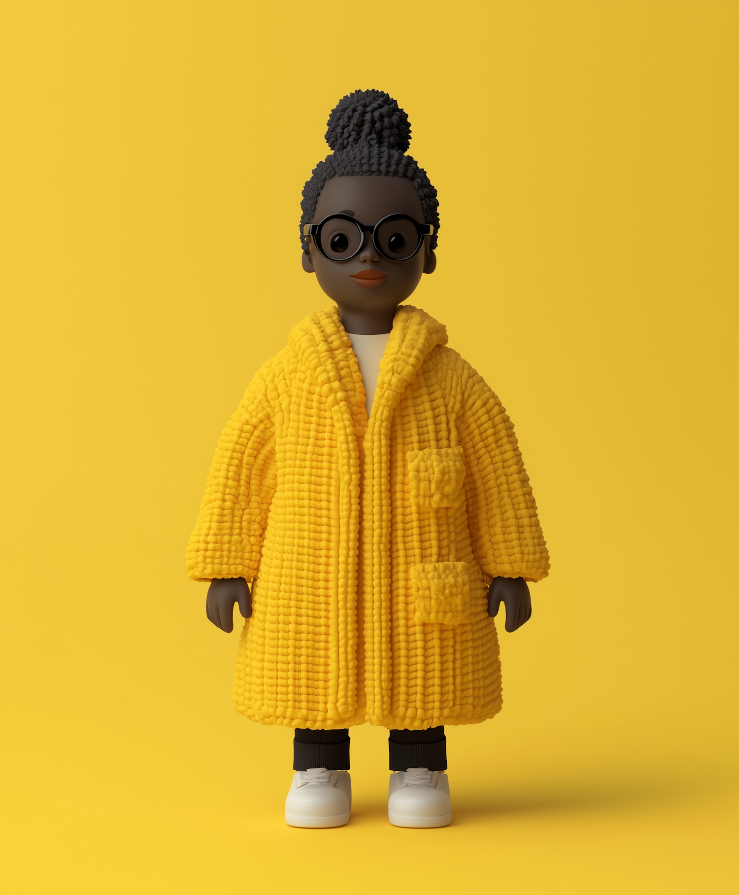 Stylized Girl in Oversized Yellow Coat