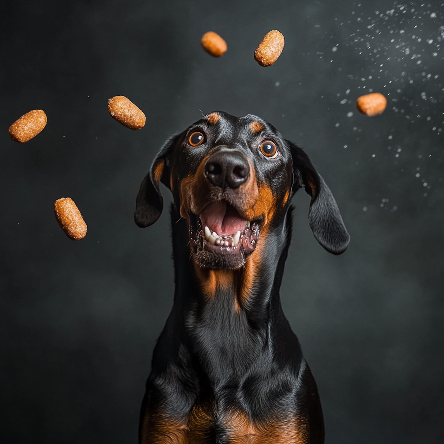 Excited Doberman with Treats