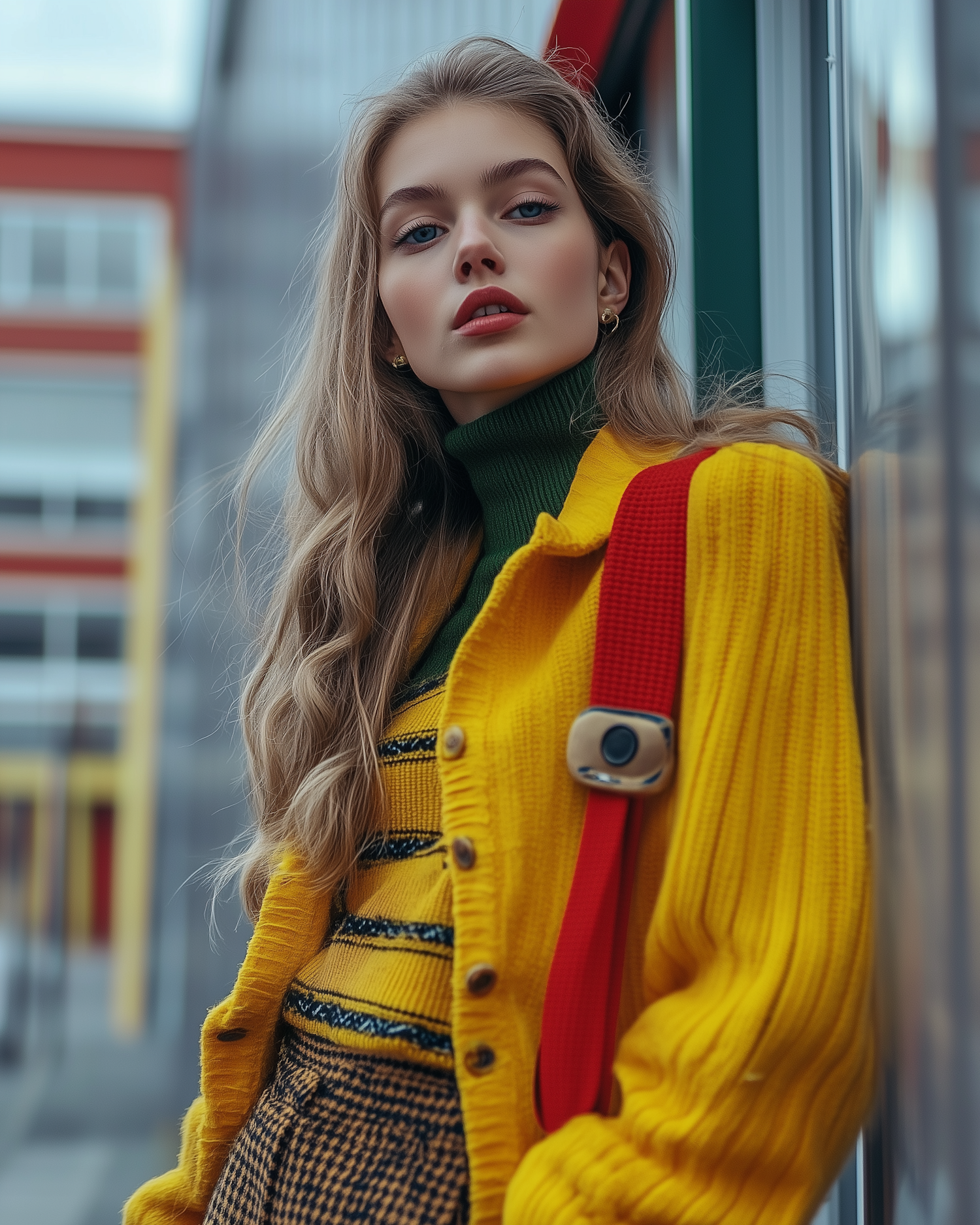 Young Woman in Vibrant Yellow Cardigan