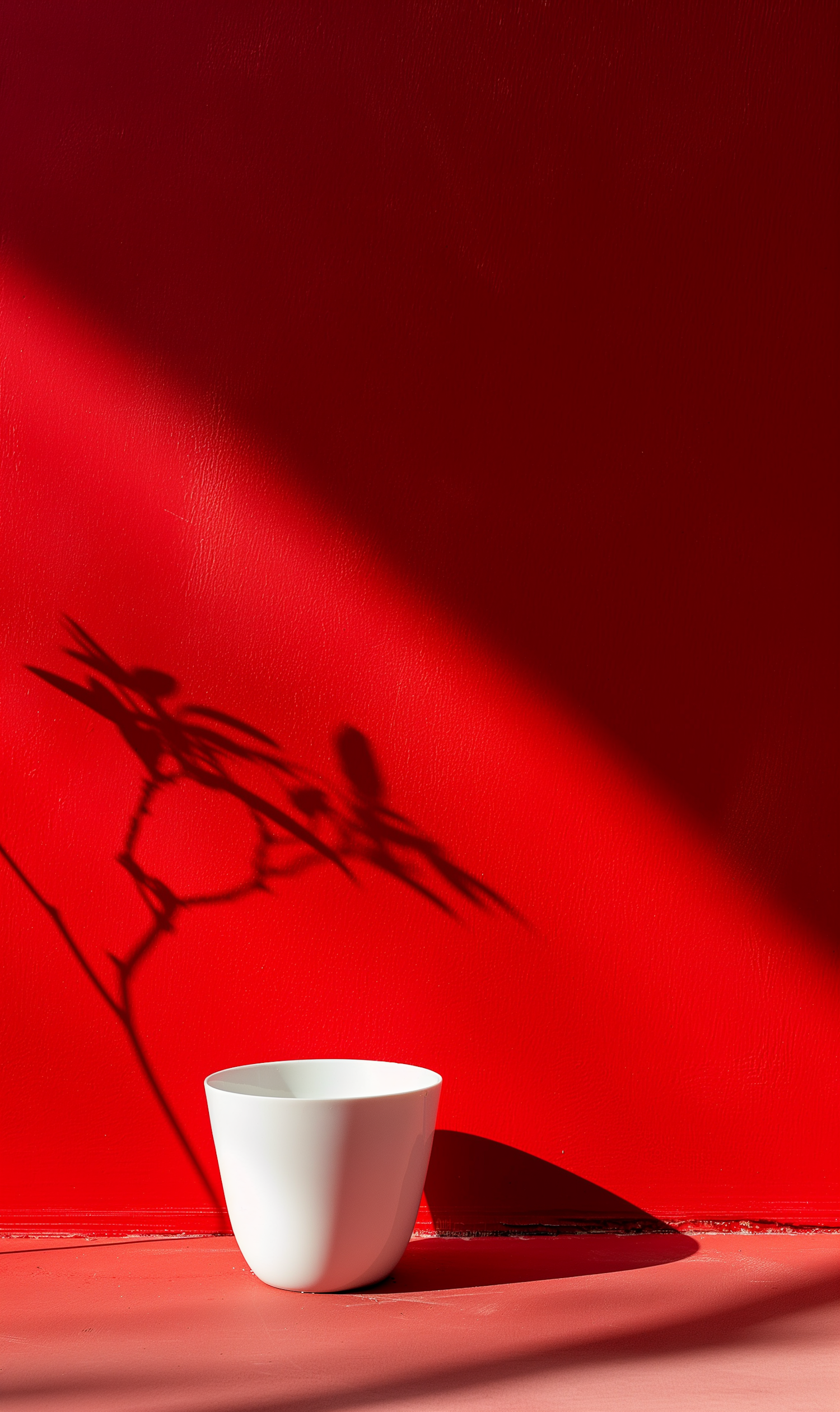 White Ceramic Cup with Red Background