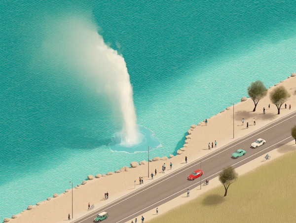 Artistic Lakeshore Geyser Scene