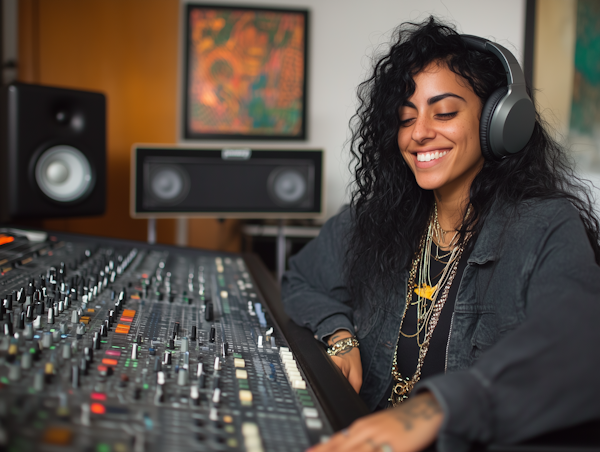 Woman at Audio Mixing Console